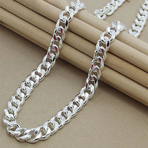 925 Silver 10MM 20/22/24-Inch Cuban Chain Necklace Party Birthday