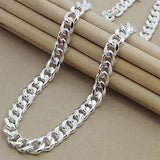 925 Silver 10MM 20/22/24-Inch Cuban Chain Necklace Party Birthday