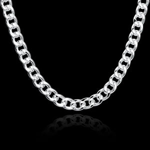925 Silver 10MM 20/22/24-Inch Cuban Chain Necklace Party Birthday