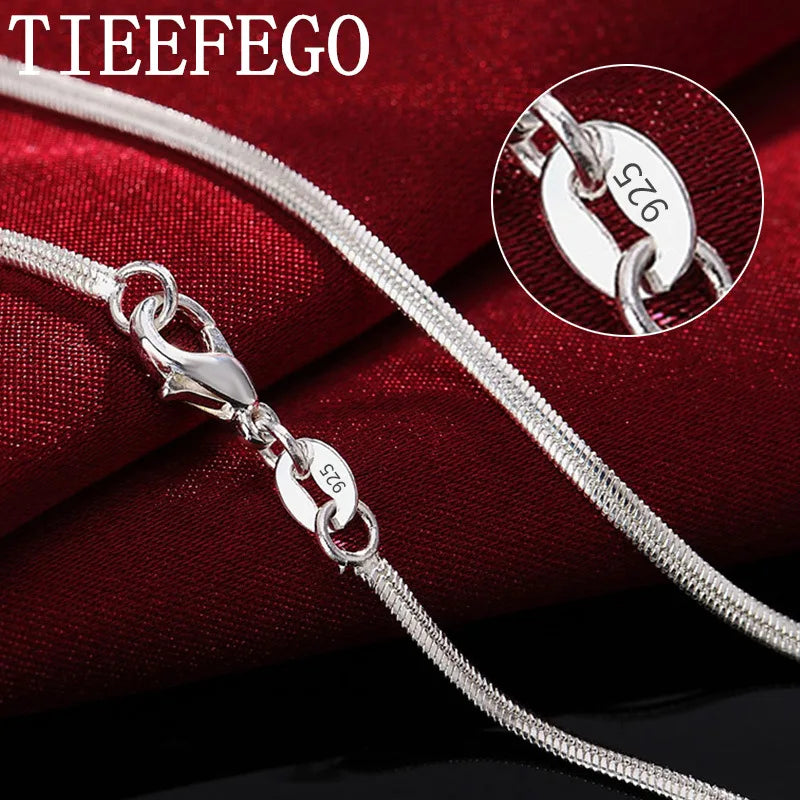 925 Silver 2MM Flat Snake Chain Necklace 16-30 Inch