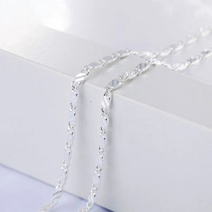 925 Silver 2mm Charm Chain Necklace For Wedding Party