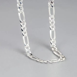 925 Silver 4mm Sideways Flat Chain Necklace 16-30 Inch