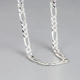 925 Silver 4mm Sideways Flat Chain Necklace 16-30 Inch