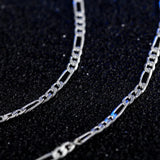 925 Silver 4mm Sideways Flat Chain Necklace 16-30 Inch
