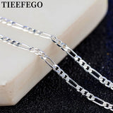 925 Silver 4mm Sideways Flat Chain Necklace 16-30 Inch Wedding Jewelry
