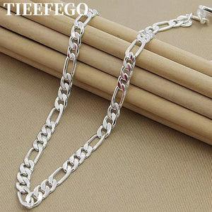 925 Silver 4mm Sideways Flat Chain Necklace 16-30 Inch