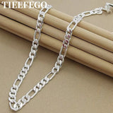 925 Silver 4mm Sideways Flat Chain Necklace 16-30 Inch