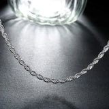 925 Silver 4MM Hemp Rope Chain Necklace for Wedding Jewelry