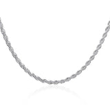 925 Silver 4MM Hemp Rope Chain Necklace for Wedding Jewelry