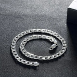 925 Sterling Silver 8MM Flat Sideways Chain Necklace for Wedding Jewelry