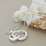 Sterling Silver Double Heart Pendant Necklace 18" Chain