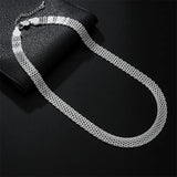 925 Silver Woven Strap Chain Necklace 18 Inch