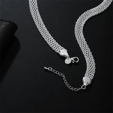 925 Silver Woven Strap Chain Necklace 18 Inch