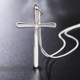 925 Silver 18" Cross Pendant Necklace Wedding Party Jewelry Gift