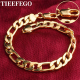 925 Silver 18K 8MM Sideways Bracelet Women Men Party Wedding Jewelry