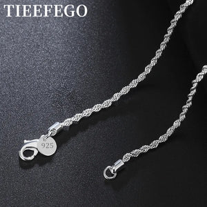 925 Sterling Silver 2MM Twist Necklace Geometric Rope Chain Party Gift