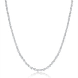 925 Sterling Silver 2MM Twist Necklace Geometric Rope Chain Party Gift