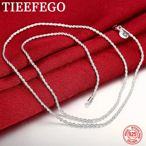 Sterling Silver 2mm Twist Rope Chain Necklace for Men Women