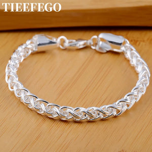 925 Silver Twist Ring Bracelet Men Women Jewelry