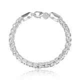 925 Silver Twist Ring Bracelet Men Women Jewelry