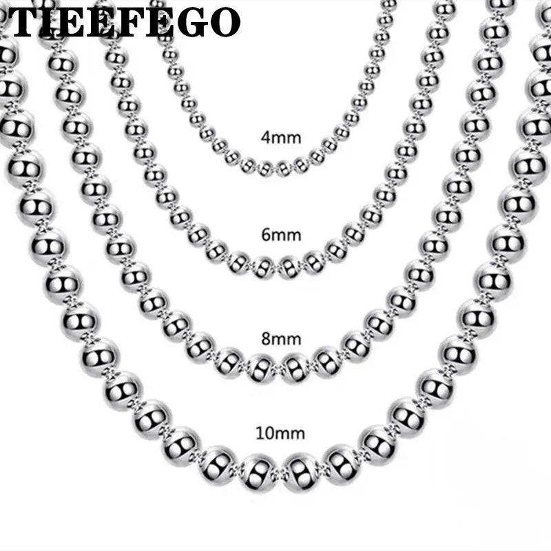 925 Silver 4MM/6MM/8MM/10MM 18 Inch Ball Chain Necklace