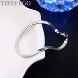 925 Silver 4mm Chain Bracelet Blade Chain Wedding Jewelry 8 Inch
