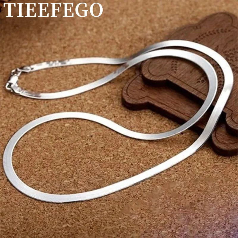 925 Silver 5mm Full Sideway Necklace 8/18/20/22/24 Inch Chain