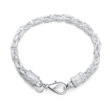 925 Silver 5mm Men's Bracelet With Dragon Head Buckle Circle Twist Wedding Charm