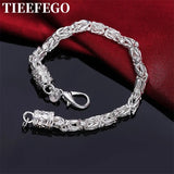 925 Silver 5mm Men's Bracelet With Dragon Head Buckle Circle Twist Wedding Charm