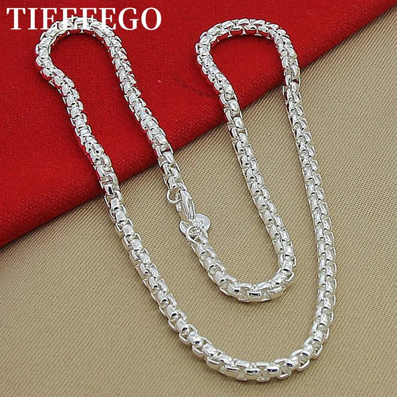 925 Sterling Silver 5mm Round Box Chain Necklace 18/20/24 Inch