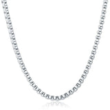 925 Sterling Silver 5mm Round Box Chain Necklace 18/20/24 Inch