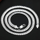 925 Silver 6mm Side Chain Necklace for Wedding Engagement