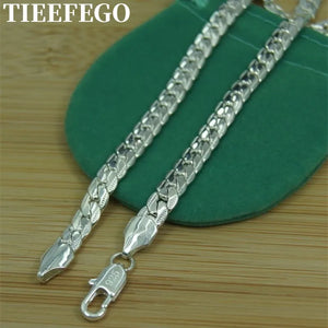 925 Silver 6mm Side Chain Necklace For Men Women Wedding