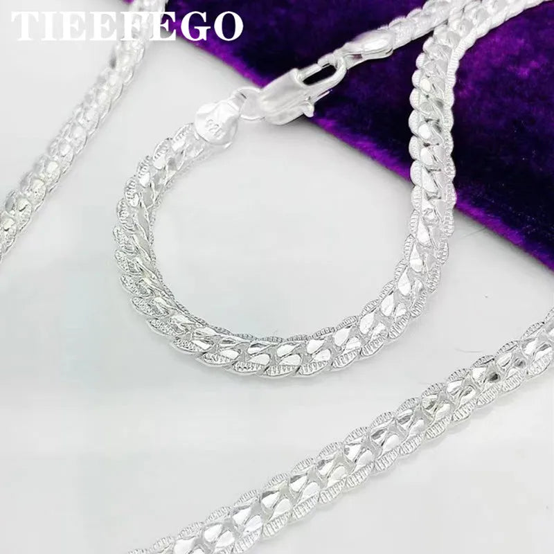925 Sterling Silver 6mm Side Chain Necklace for Men & Women