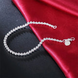 925 Sterling Silver 8 Inch 4mm Silver Bead Bracelet Wedding Jewelry