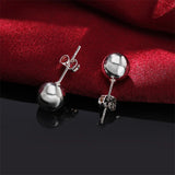 925 Silver 8MM Bead Stud Earrings Wedding Engagement Jewelry
