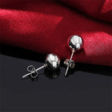925 Silver 8MM Bead Stud Earrings Wedding Engagement Jewelry