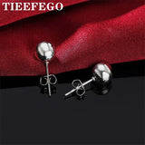 925 Silver 8MM Bead Stud Earrings Wedding Engagement Jewelry