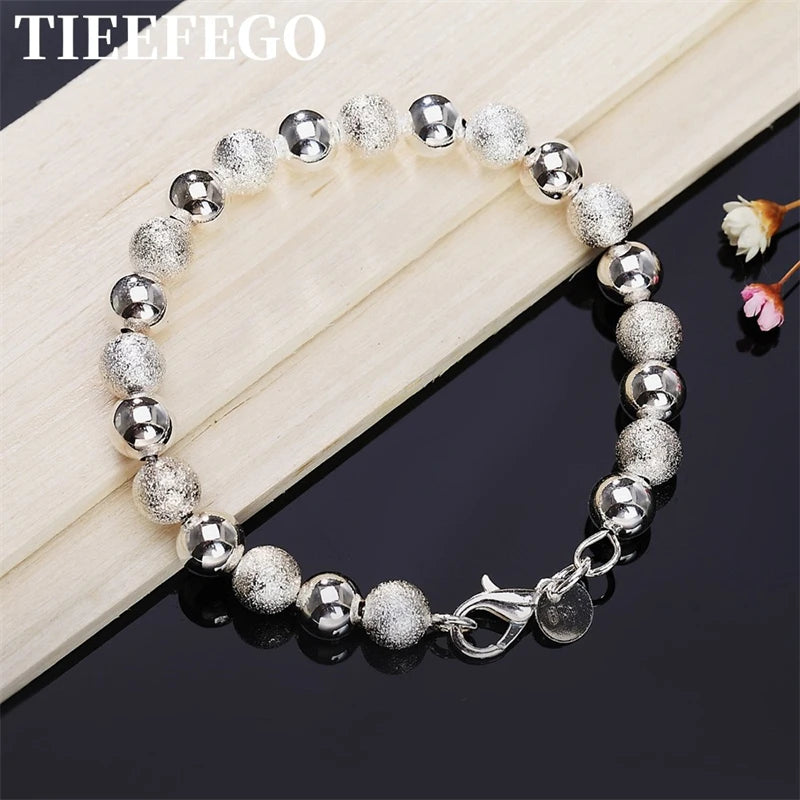 925 Silver Beads Sand Bracelet Wedding Charm Jewelry Gift