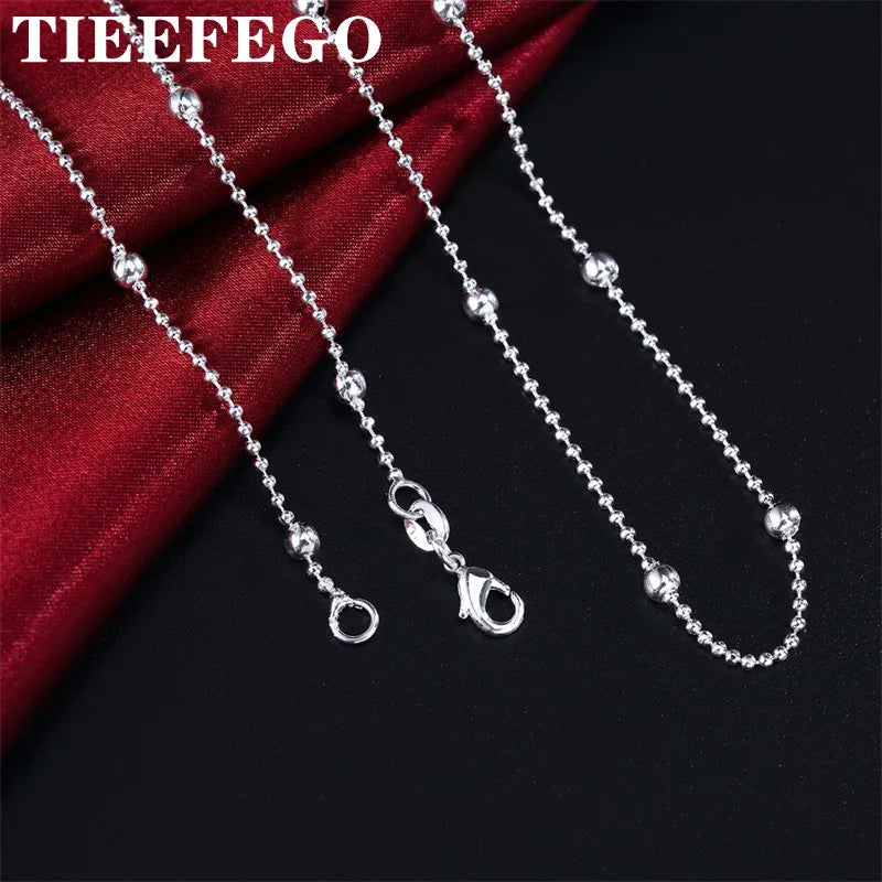 925 Silver Bead Chain Sweater Chain 16-24 Necklace Women Wedding Jewelry Gift