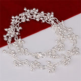 925 Silver Bead Necklace Women Party Wedding Jewelry