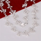 925 Silver Bead Necklace Women Party Wedding Jewelry