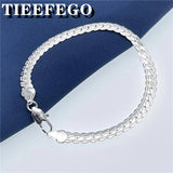 925 Silver Bracelet 6mm Chain Lobster Clasp Wedding Jewelry