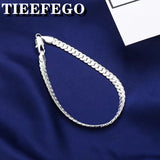 925 Silver Bracelet 6mm Chain Lobster Clasp Wedding Jewelry