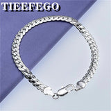 925 Silver Bracelet 6mm Chain Lobster Clasp Wedding Jewelry