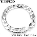 925 Silver Chain Bracelet 6MM-12MM Men's Women's Charm Jewelry