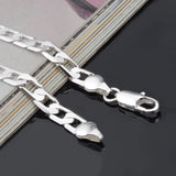 925 Silver Chain Bracelet 6MM-12MM Men's Women's Charm Jewelry