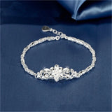 925 Silver Flower Chain Bracelet Wedding Party Gift