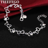 925 Silver Heart Chain Bracelet Wedding Party Gift