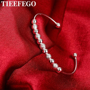 925 Silver Bead Bracelet Adjustable Glamour Party Wedding Gift Jewelry